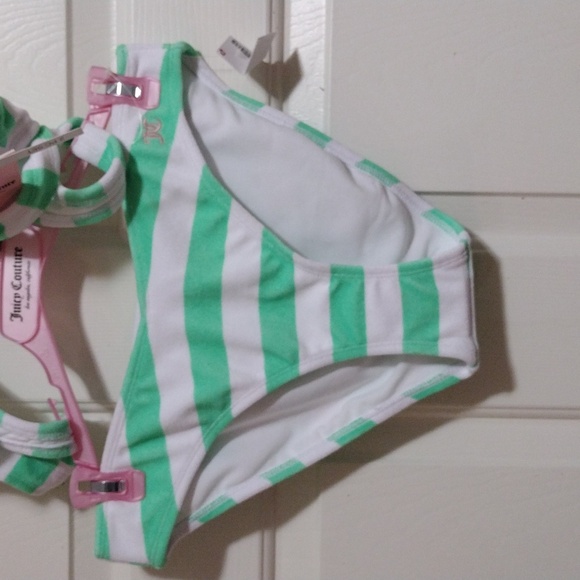 Juicy Couture Mint and White Striped Terry Bikini Size Medium 🆕 - Picture 6 of 7